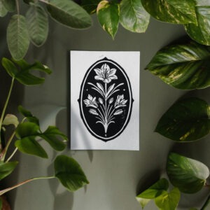 Linocut Lily Nocturne no. 6